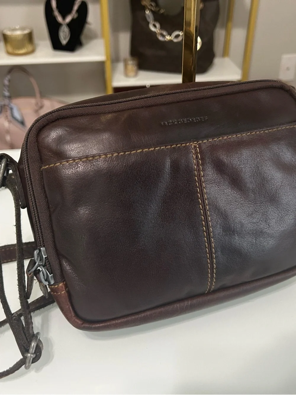 Jack Georges Dark Brown Leather Crossbody Bag - Picture 8 of 10